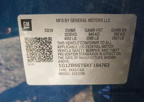 2019 Chevrolet Malibu 1Ls from USA, damaged, VIN 1G1ZB5ST6KF184763